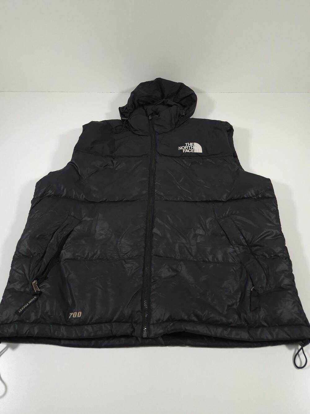 The North Face Vest Mens XL Black 700 Down Puffer Hooded Full Zip Insulated